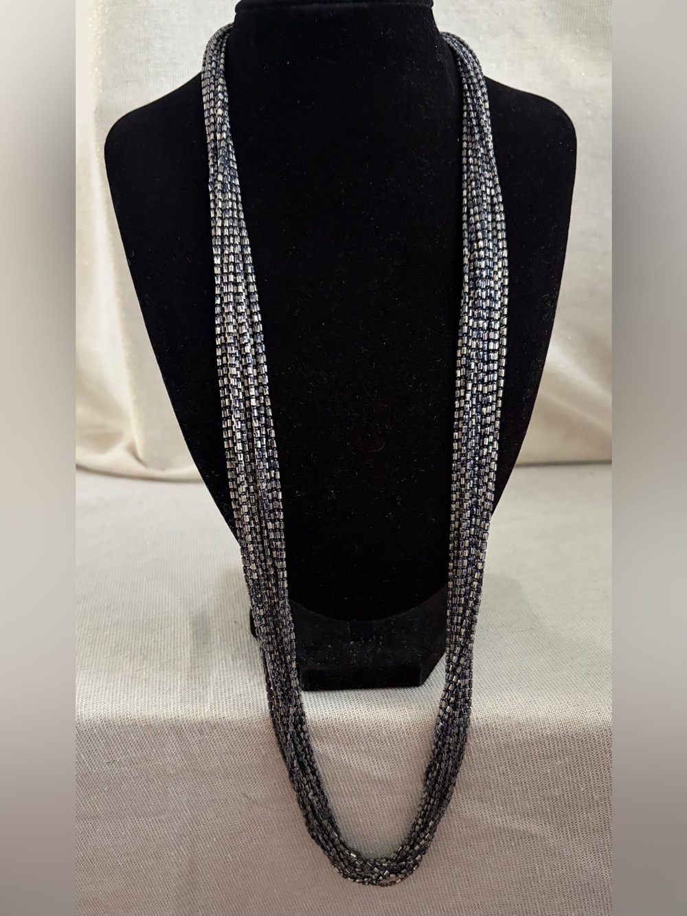 Multi-Strand Gunmetal Beaded Necklace - Women Jewelry